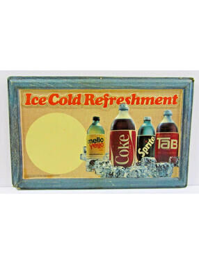 Vintage 3D Ice Cold Refreshments Coca-Cola Brand Advertising Sign 1980s